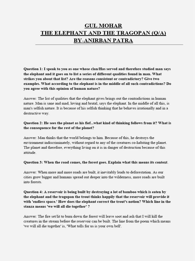 The Elephant ? and The Tragopan | PDF