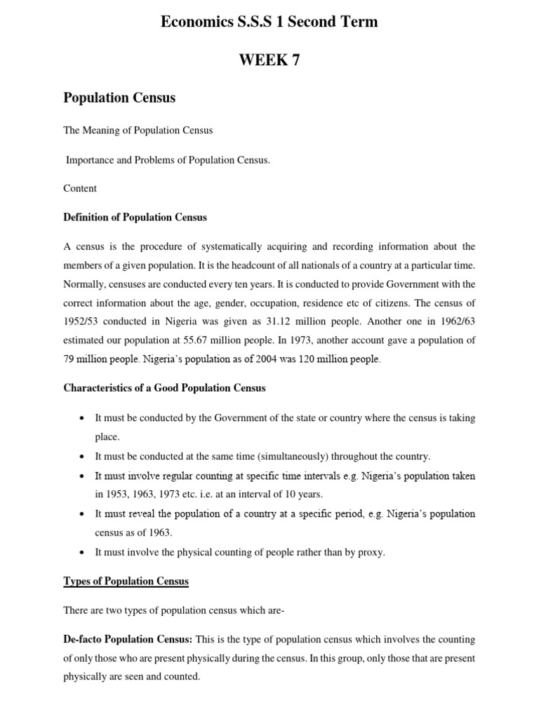 3009 - Week 7 Population Census | PDF | Human Migration | Census
