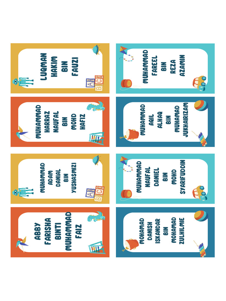 Blue and Yellow Fun Student Name Label | PDF