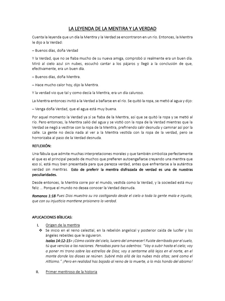 La Leyenda De La Mentira Y La Verdad Pdf Creencia Religiosa Y Doctrina