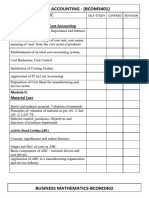 COST ACCOUNTING Study Sheet