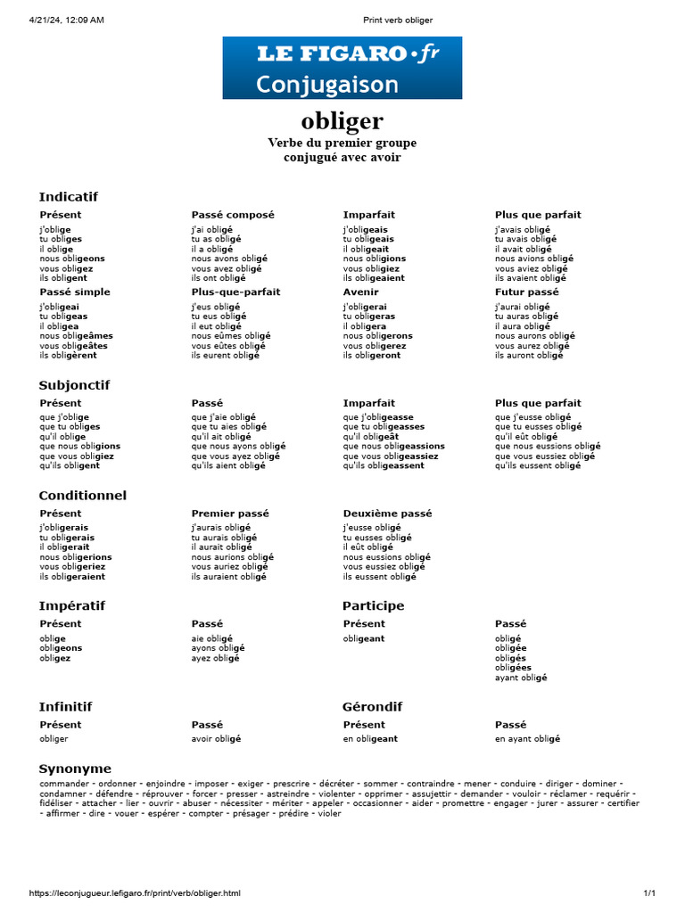 Conjugaison du verbe 