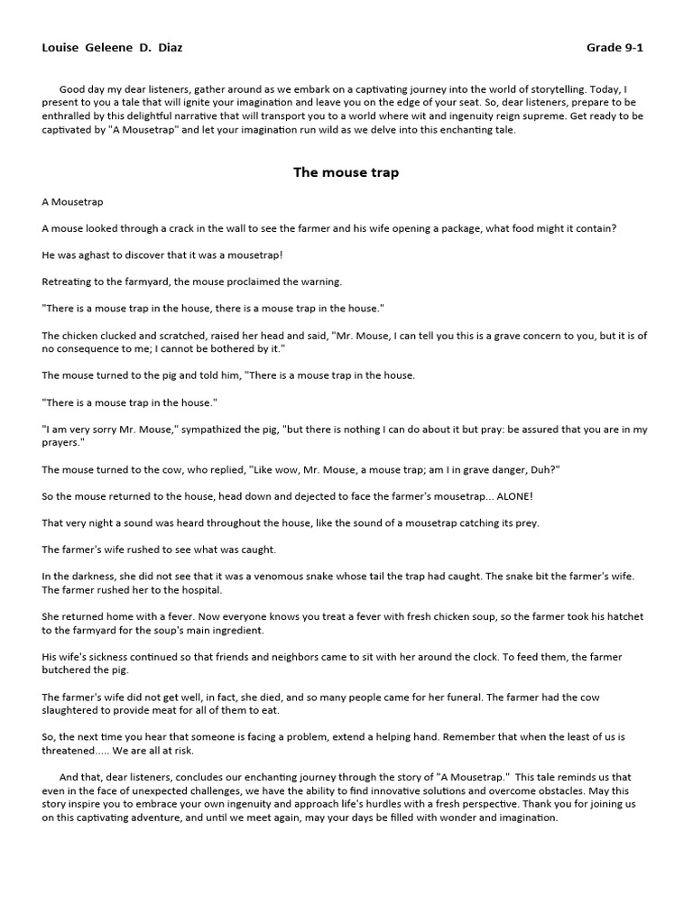 A Mousetrap Story Pdf