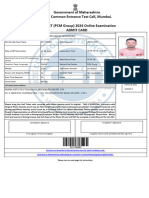 Government of Maharashtra State Common Entrance Test Cell, Mumbai. MHT-CET (PCM Group) 2024 Online Examination Admit Card