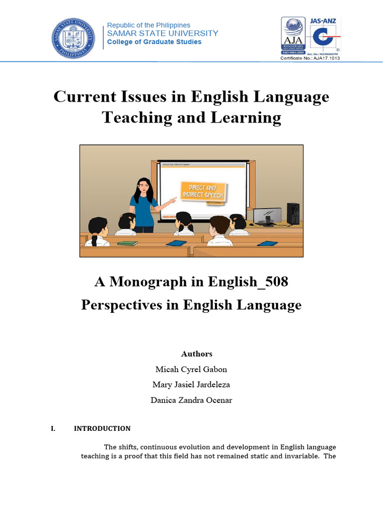 Current Issues In English Language Learning