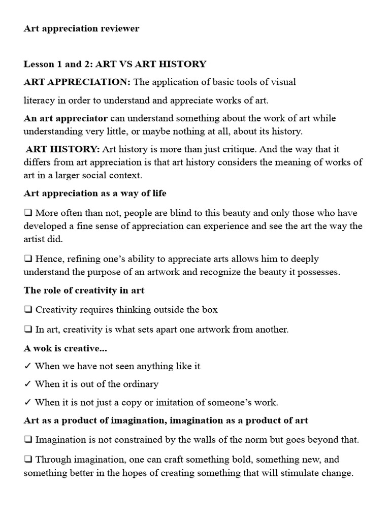 Understanding Art Appreciation Basics | PDF | The Arts | Abstract Art