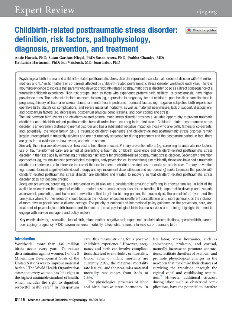 Childbirth Related Posttraumatic Stress Disorder | PDF | Psychological ...