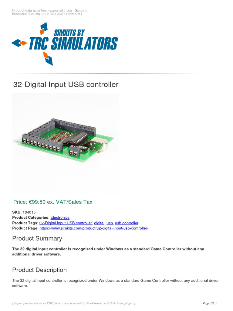 32 Digital Input USB Controller | PDF
