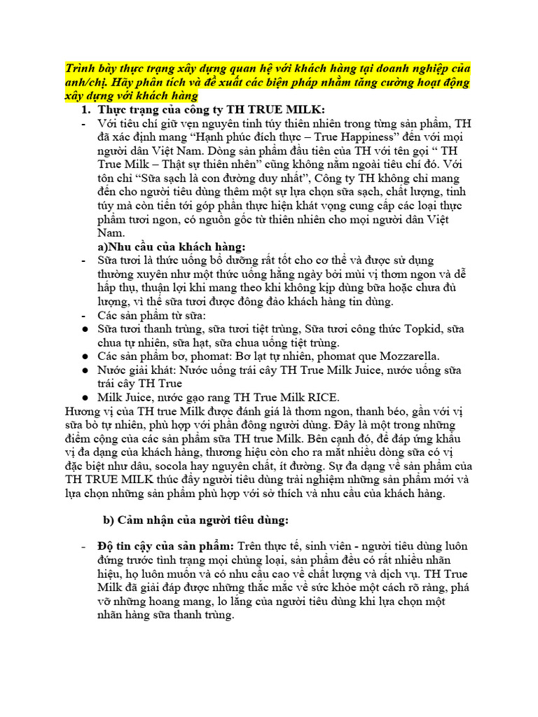 TH True Milk & Vinamilk | PDF
