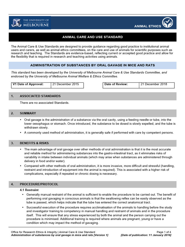 Oral Gavage Guidelines for Mice a…