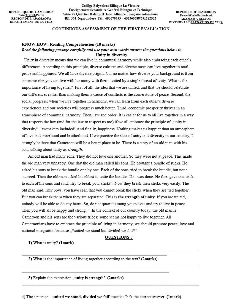 Unity in Diversity: Assessment Guide | PDF | Cognition