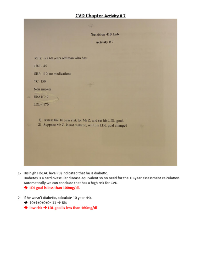 CVD Risk Assessment and Dietary Recommendations | PDF