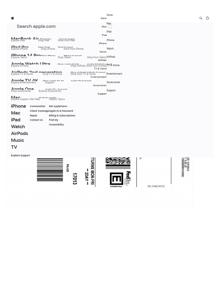 Return Shipping Instructions for Apple Products | PDF | Apple Inc. | Ios