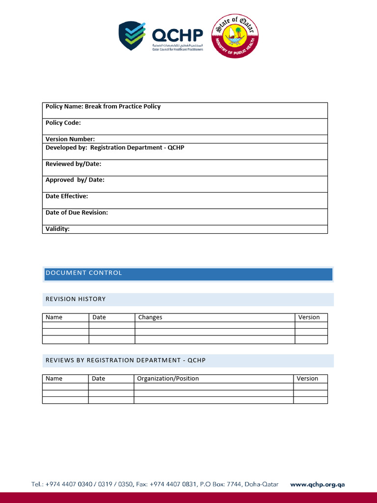 Policy On Break From Practice | PDF | Nursing | Medicine