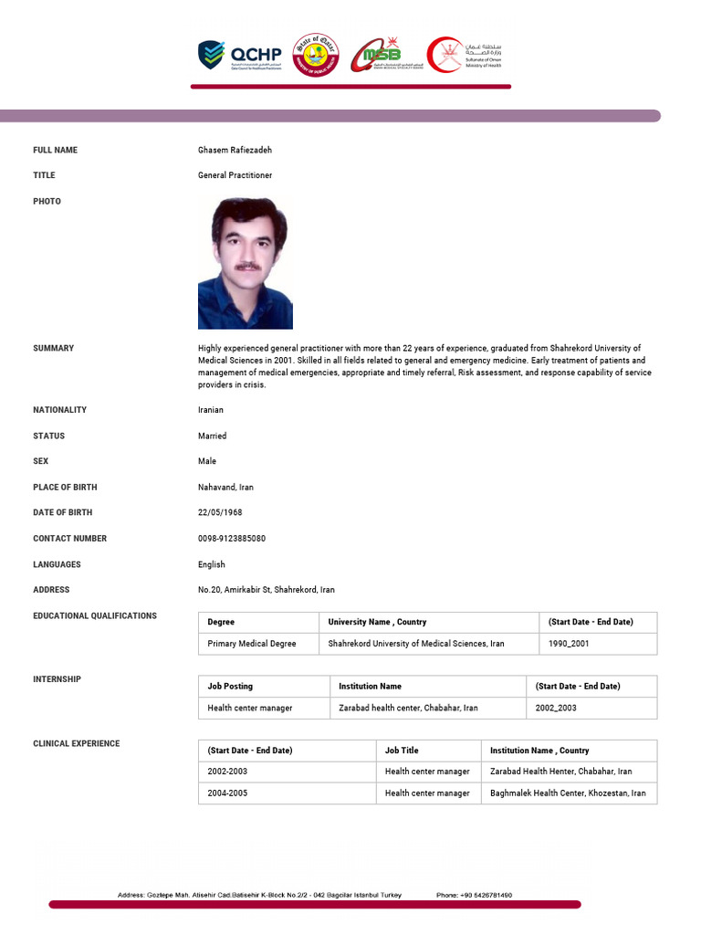Resume Ghasem Rafiezadeh Pdf Patient Physician