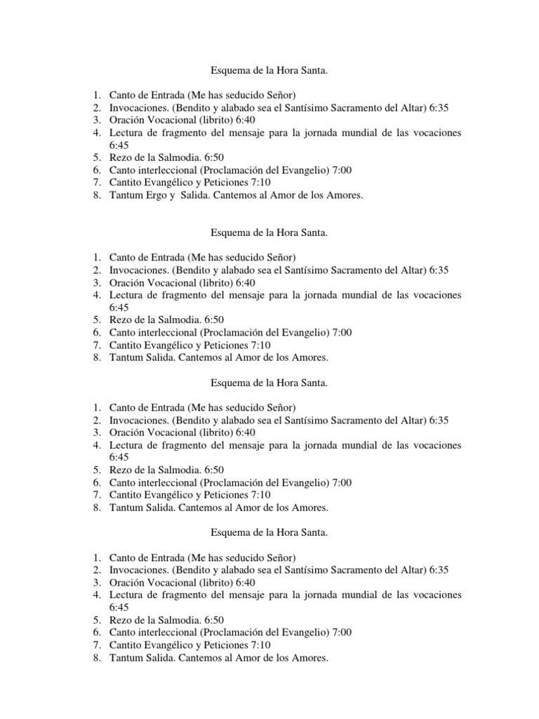 Esquema de la Hora Santa Catolica | PDF