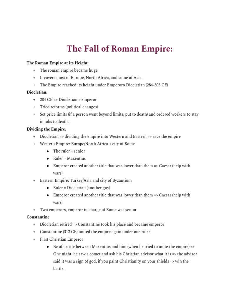 The Fall of the Roman Empire Explained | PDF | Constantine The Great ...