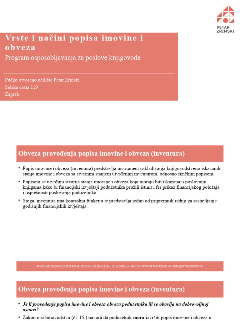 p06 Popis Imovine I Obveza | PDF