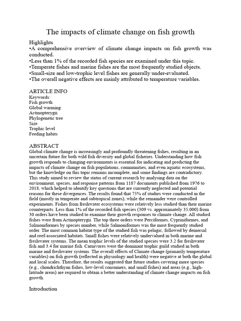 Climate Change Effects on Fish Growth | PDF | Climate Change | Biodiversity