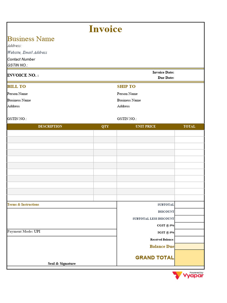 Invoice Format in Excel 06 | PDF