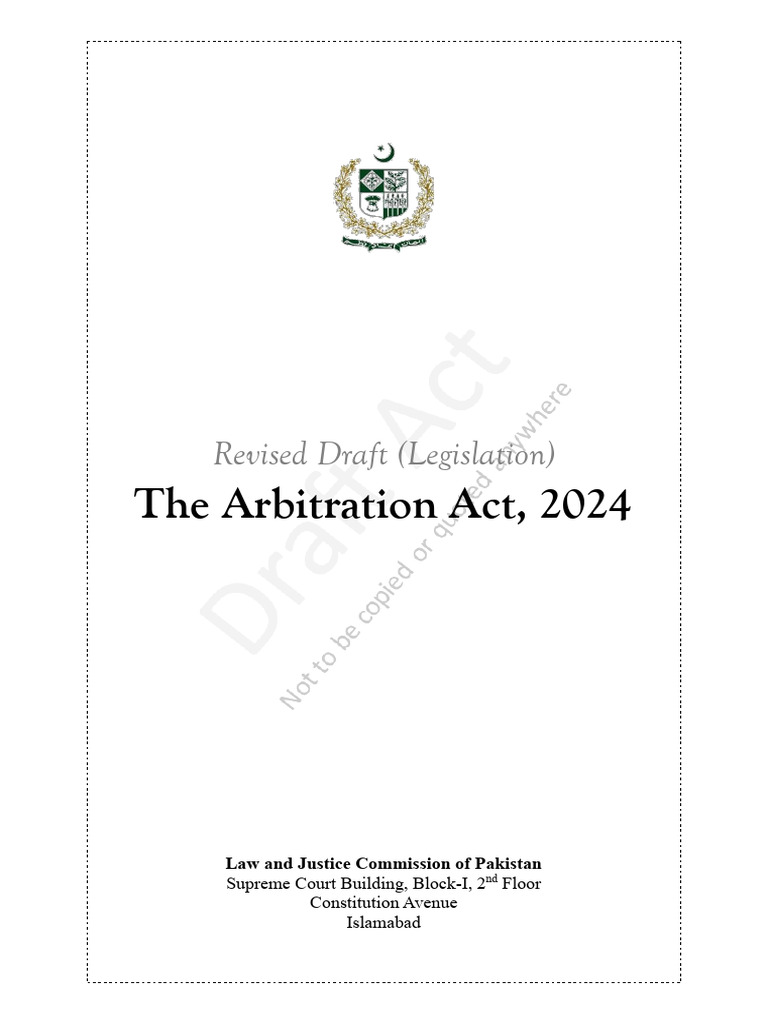 Arbitration Act 2024 (Draft) PDF Arbitral Tribunal Arbitration