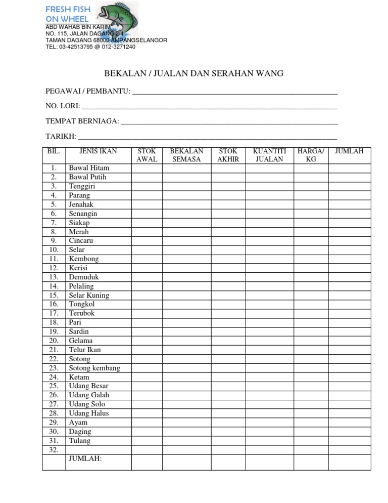 Fresh Fish Inventory and Sales Report | PDF