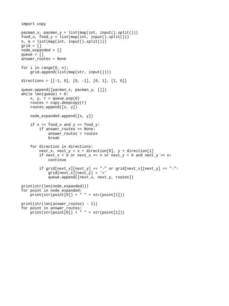 Pacman Grid Pathfinding Solution | PDF