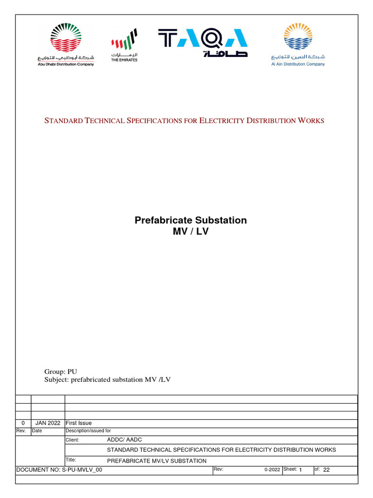 MV/LV Substation Technical Specifications | PDF | Door | Electrical ...