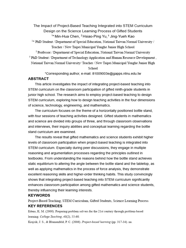 03202024 APCG Abstract敏華 | PDF | Project Based Learning | Gifted Education
