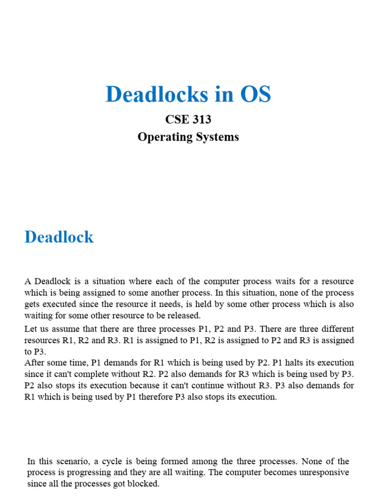 Lecture 8 Deadlock in Details | PDF | Operating System | Computer Science