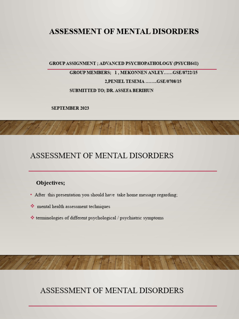 Mental Health Assessment Techniques | PDF | Mental Disorder | Substance ...