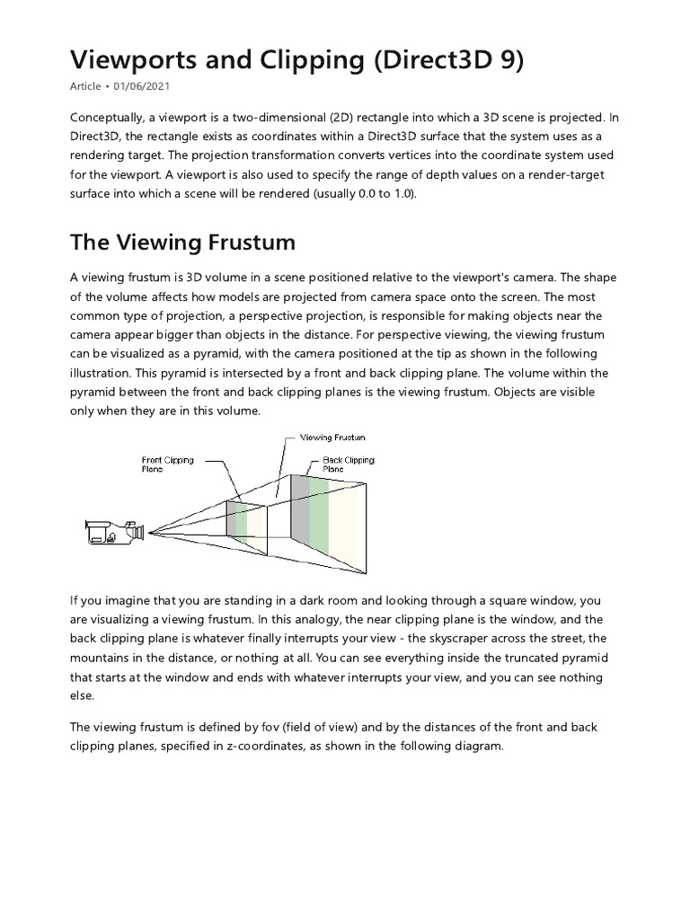 Viewports and Clipping in Direct3D 9 | PDF | Computer Graphics | Image ...
