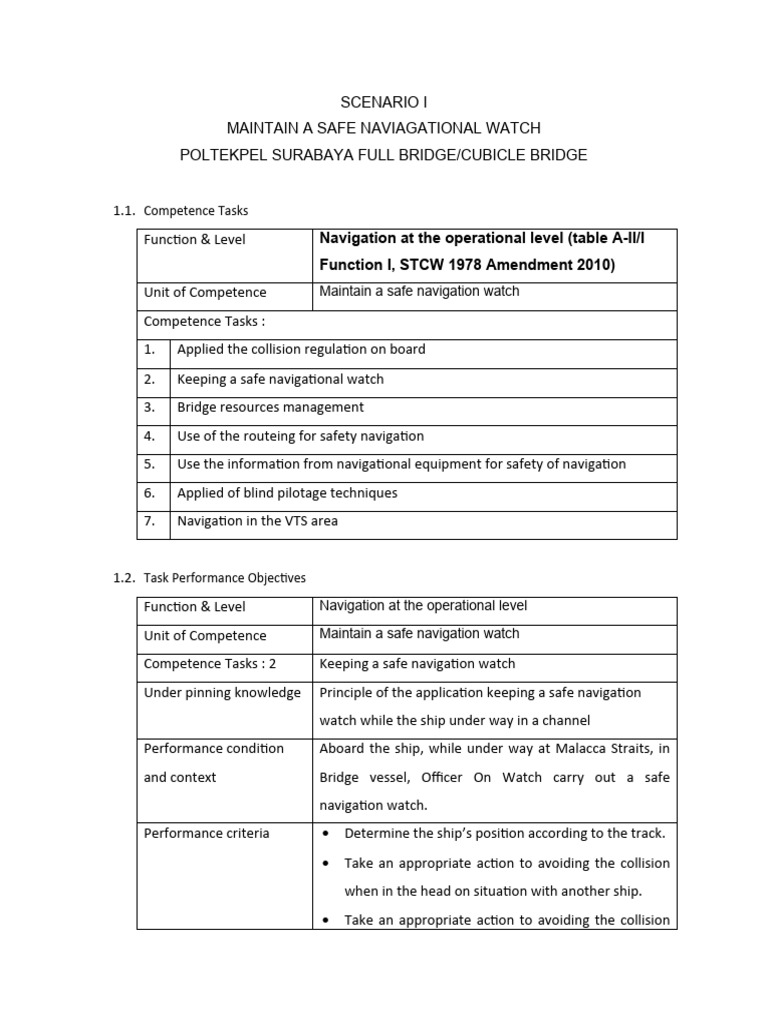 Scenario maintance a safe navigation watch contoh pdf navigation