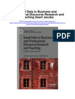 Download Good Data In Business And Professional Discourse Research And Teaching Geert Jacobs full chapter