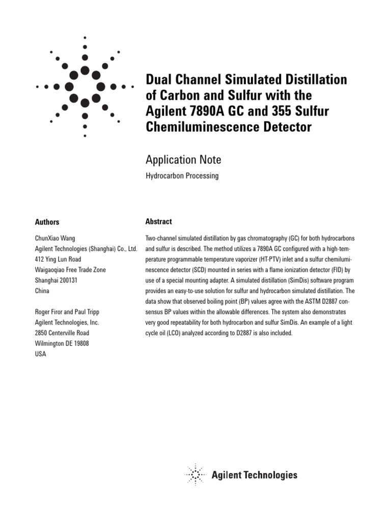 Dual Channel SimDist for Hydrocarbons & Sulfur | PDF | Gas ...
