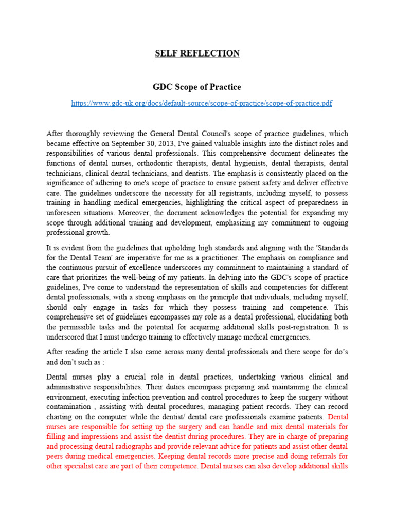 Gdc scope of practice pdf dentistry dentist