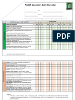 Forklift Operator Daily Checklist