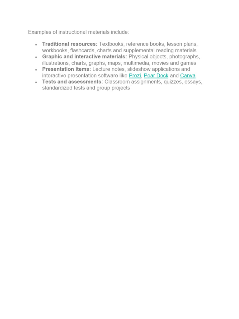 Examples of Instructional Materials Include PDF