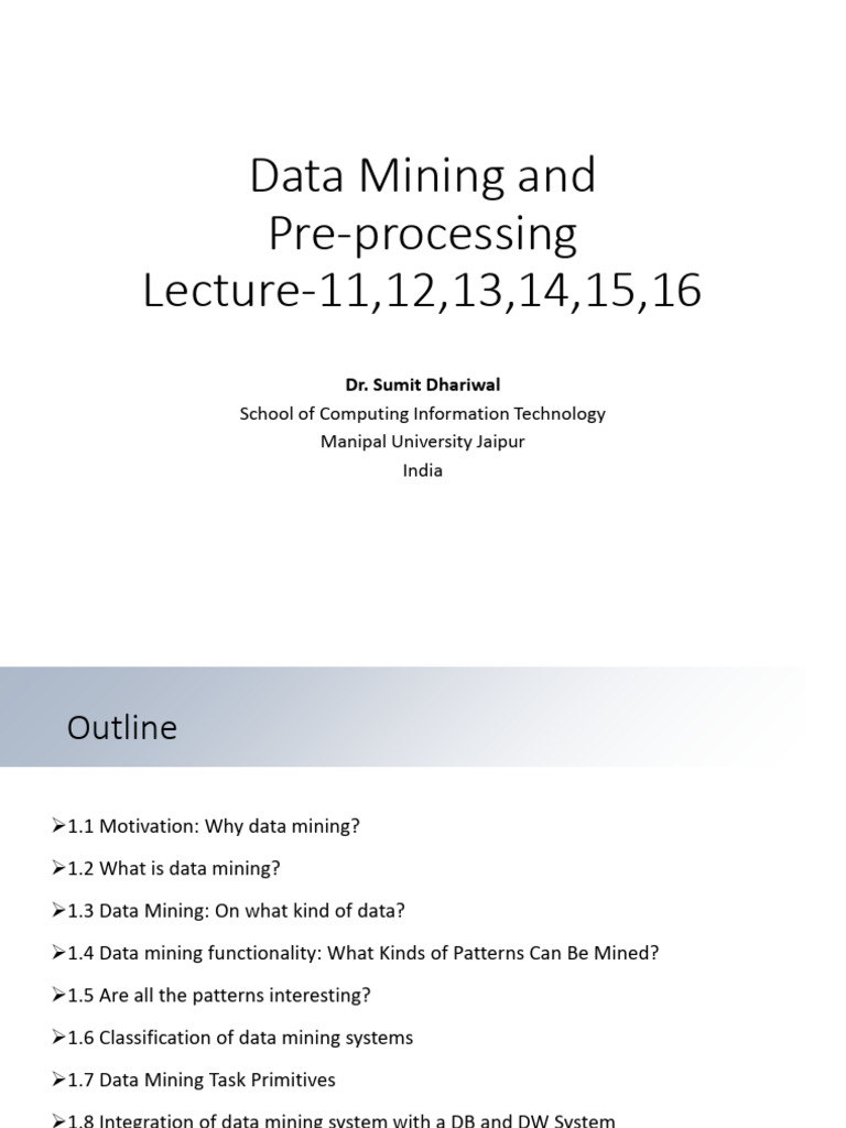 4 Data Mining & Preprocessing L 11,12,13,14,15,16 | PDF | Databases ...