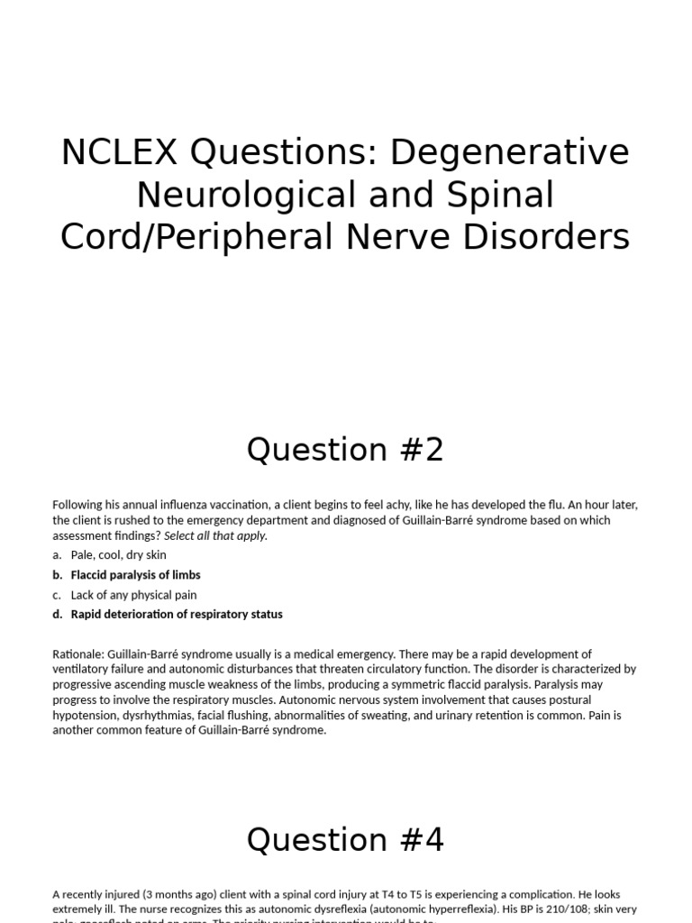 NCLEX Questions on Neurological Disorders | PDF | Headache | Human ...