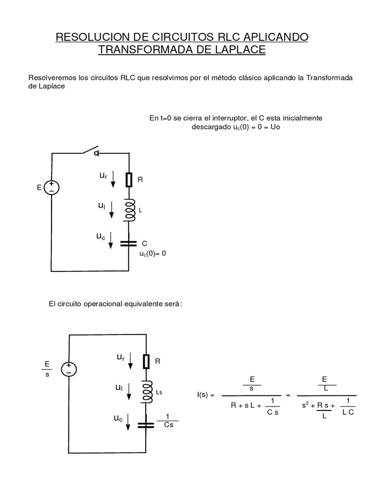Resolución de Circuitos RLC con Laplace | PDF | Ingenieria Eléctrica ...