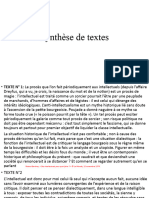 synthèse de texte  L'Intellectuel