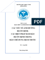 Tiểu luận - Các yếu tố ảnh hưởng đến độ ổn định. Các biện pháp bảo đảm độ ổn định trong bào chế dung dịch thuốc