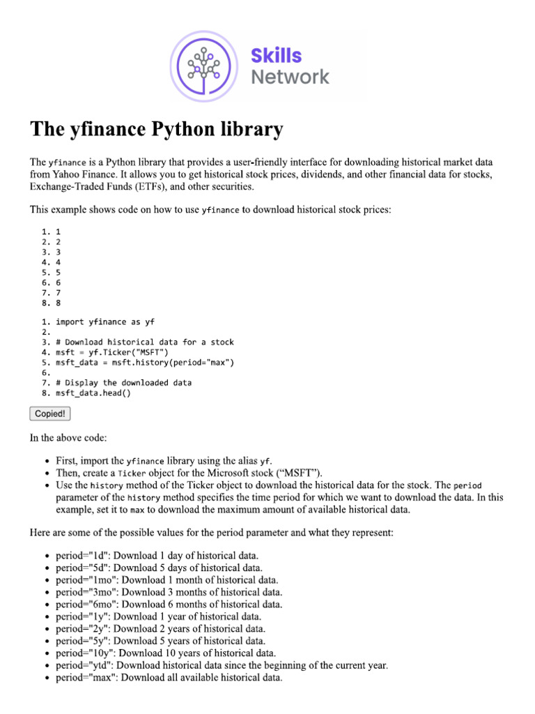 Yfinance Python Package