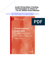 Download Entrepreneurial Universities Creating Institutional Innovation In Times Of Turbulence 1St Ed Edition Sola Adesola full chapter