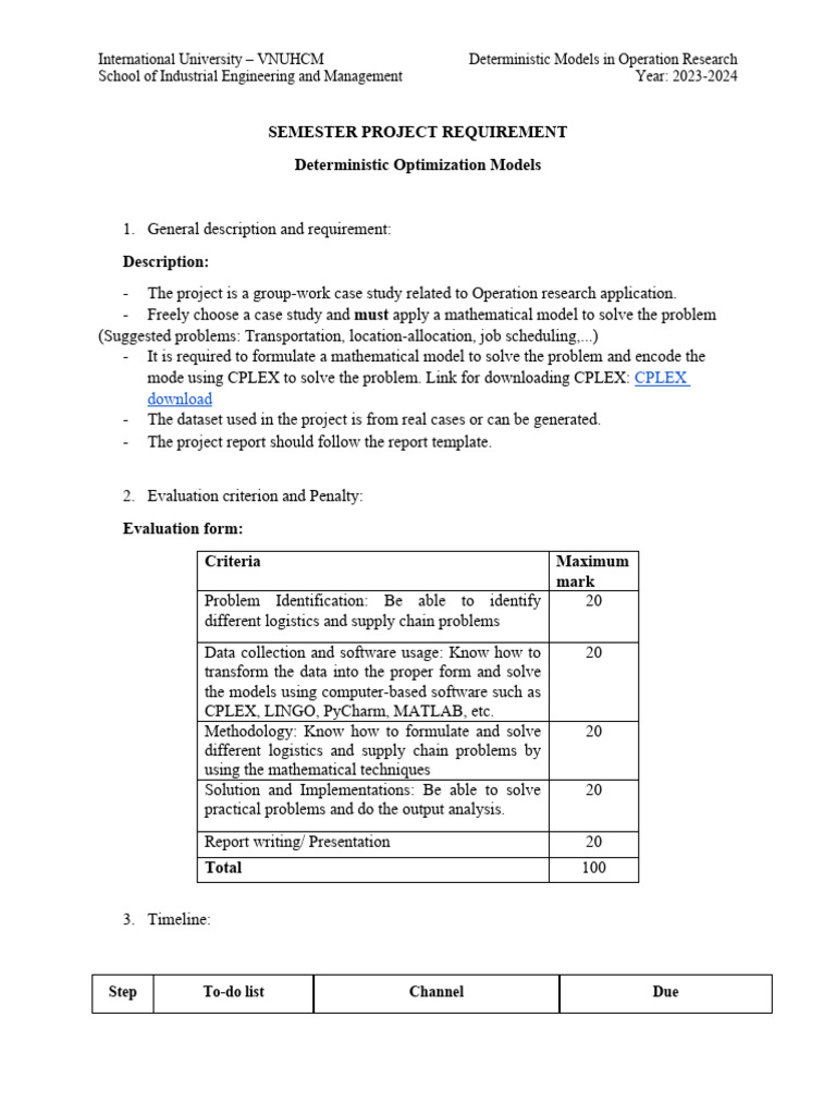 Deterministic Optimization Project Guide | PDF | Operations Research ...
