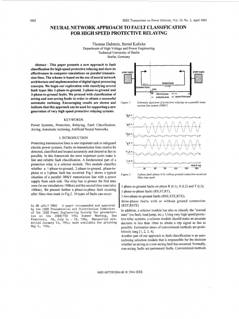 1995 - Neural Network Approach To Fault Classification | PDF ...