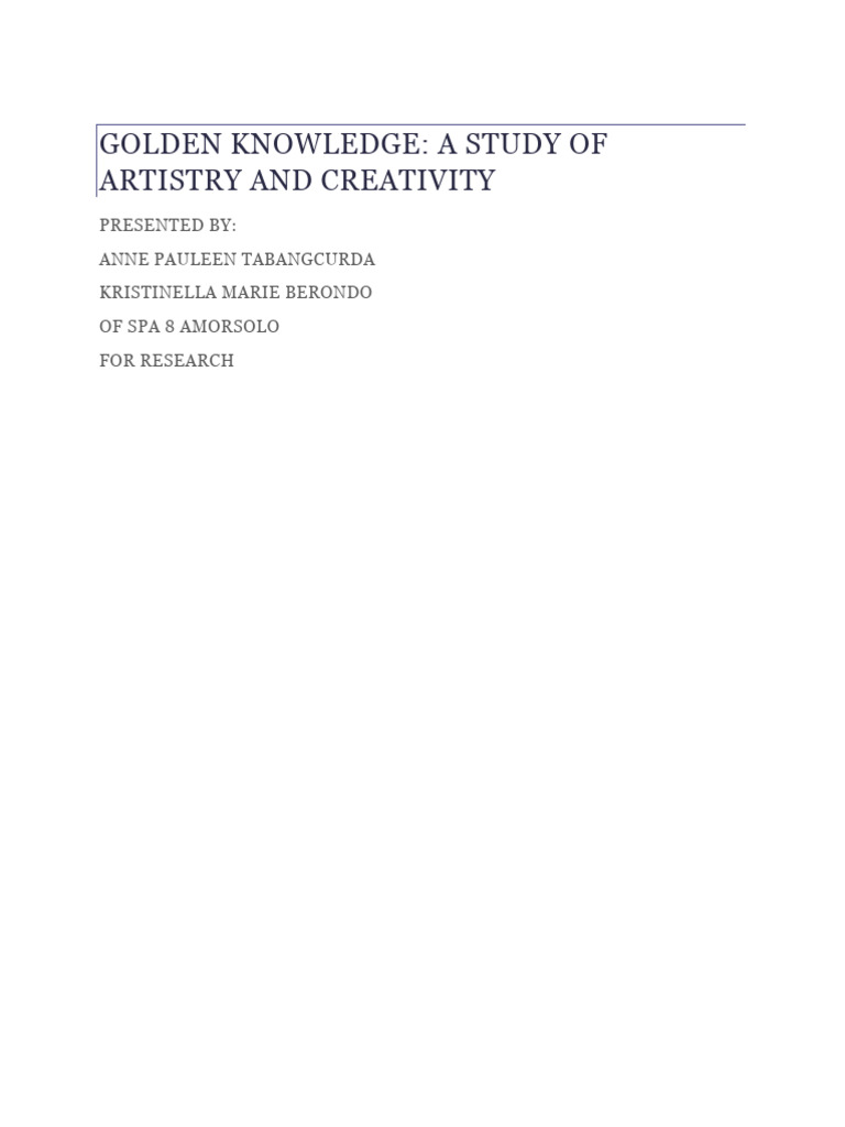 A Study of Artistry and Creativity | PDF | Philosophy | Self-Improvement