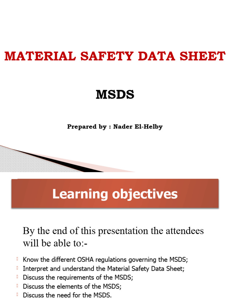 Material Safety Data Sheet Nader | PDF | Safety | Occupational Safety ...