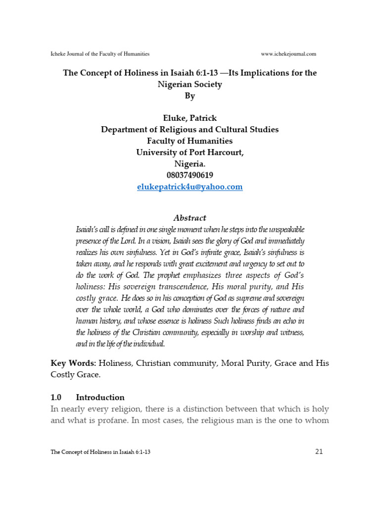 Holiness in Isaiah 6:1-13 Explained | PDF | Book Of Leviticus | Book Of ...